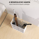 Umbrella stand with 4 hooks and water tray, steel, white