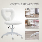 Desk Chair, Swivel Home Office Chair with Heart-Shaped Backrest, Height-Adjustable, White