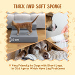Pet Stairs, 2 Steps Foldable, Dog Stairs, Grey PU Leather