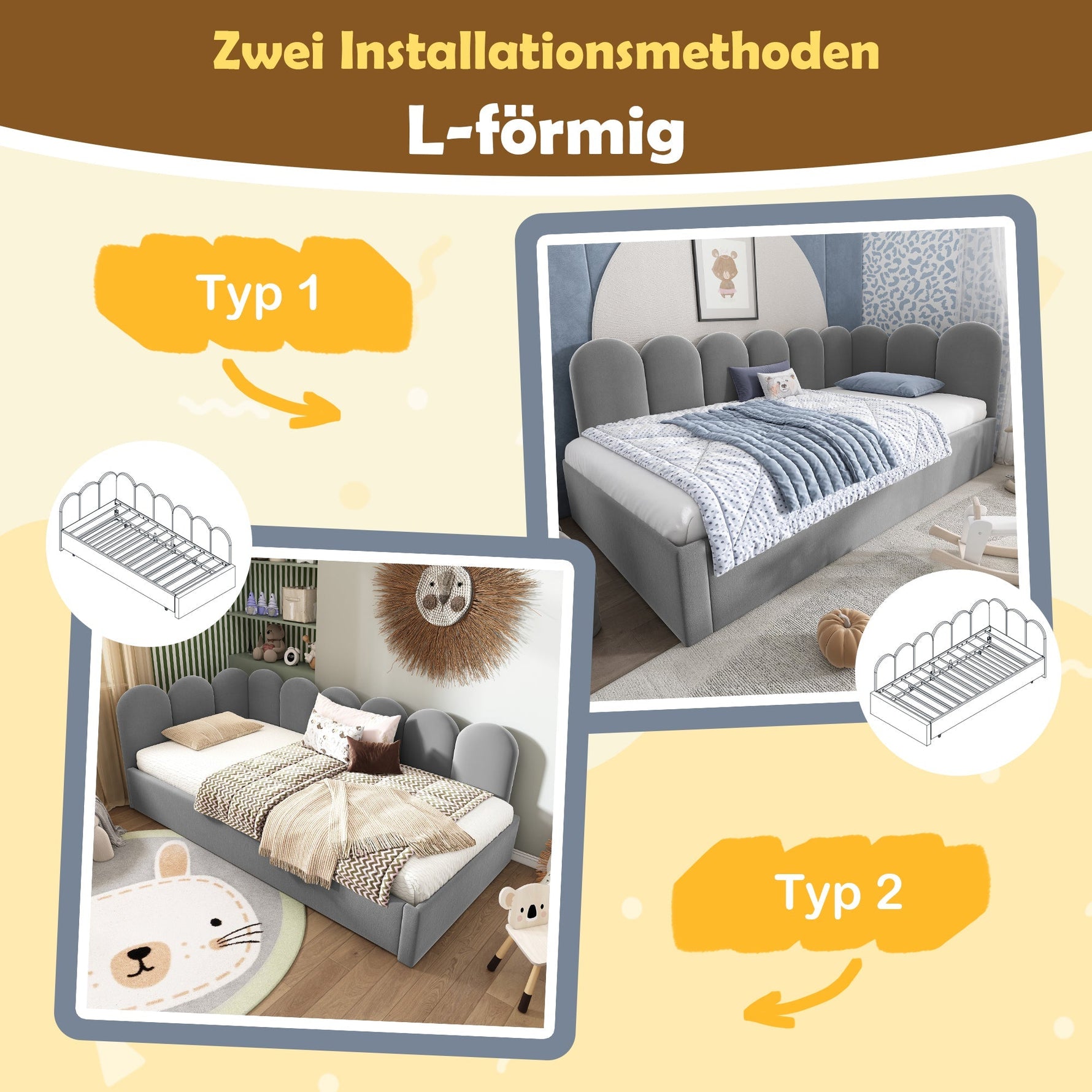 Upholstered Daybed Sofa Bed 90x200cm Pull-Out Slatted Frame, Velvet Grey