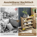 Multifunctional Children's Storage Bed with Nightstands, Shelves and Wireless Charging, Natural