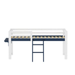 Children's Loft Bed 90x200 cm with Ladder & Table, White-Navy Blue