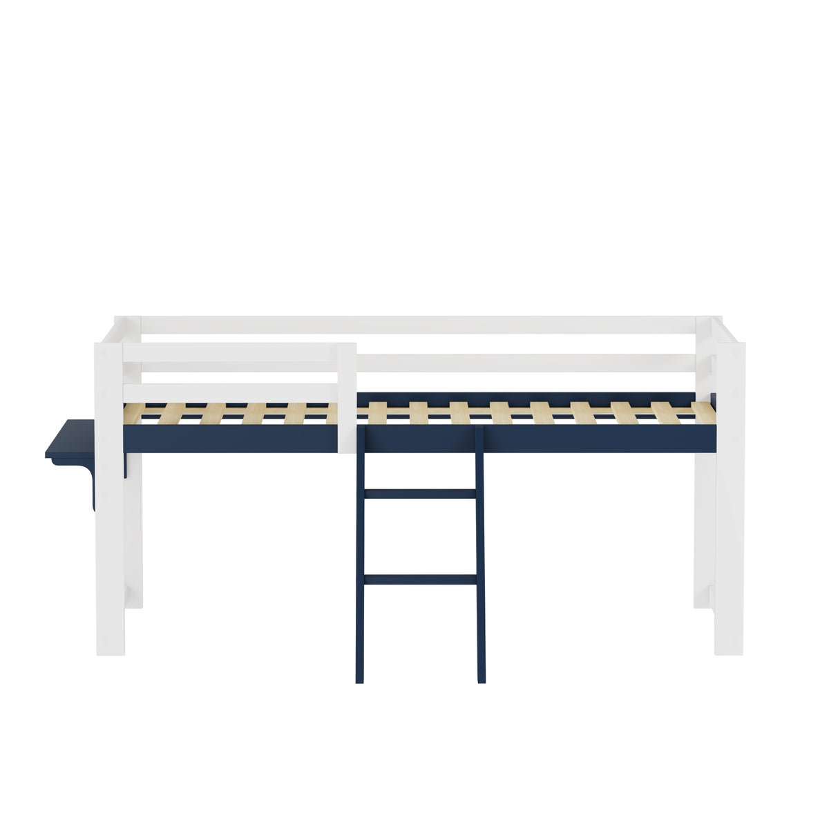 Children's Loft Bed 90x200 cm with Ladder & Table, White-Navy Blue