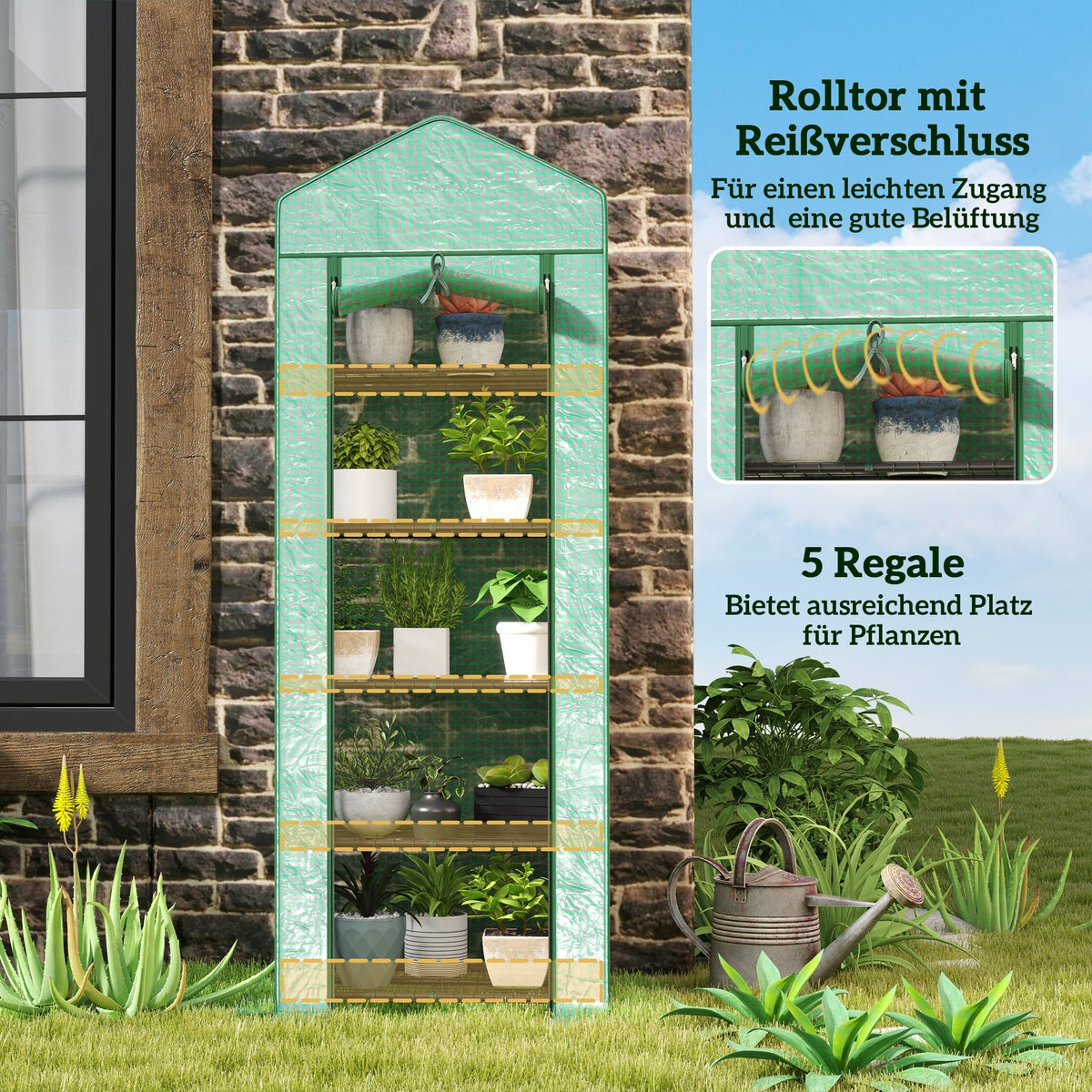 Greenhouse Roll-Up Door Shelves Winterproof Steel Foil
