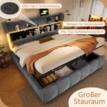 Upholstered Storage Bed 180x200 cm with LED in Velvet