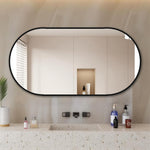 Capsule Wall Mirror 60x120 cm Modern Vanity, Black Aluminum Frame