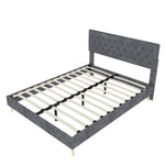 Modern Minimalist Soft Bed with 160x200cm Mattress, Gray