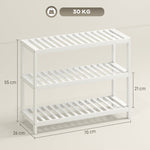 3-Tier Shoe Rack, Bamboo Storage Shelf, White