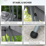 Outsunny Hollywood Swing 3-Seater Reclining Canopy, Light Grey