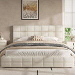 Upholstered Platform Bed Frame, 180x200 cm - Beige