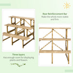 Plant Ladder Flower Shelf, 3 Steps, 100 x 80 x 78cm, Fir Wood