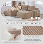 3-Seater Modular Sofa with Ottomans, Cup Holders and Side Pocket, Khaki Corduroy