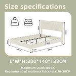 Modern Minimalist Soft Bed with Mattress 140x200cm, Beige