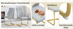 Dining Chair Set of 2, High Backrest and Gold Metal Frame, Light Grey PU Leather