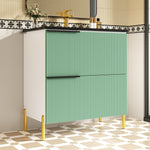 Bathroom Vanity Unit with Ceramic Sink and Storage Drawers, Green