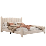 Upholstered Bed 180x200cm with Slatted Frame, Beige Velvet
