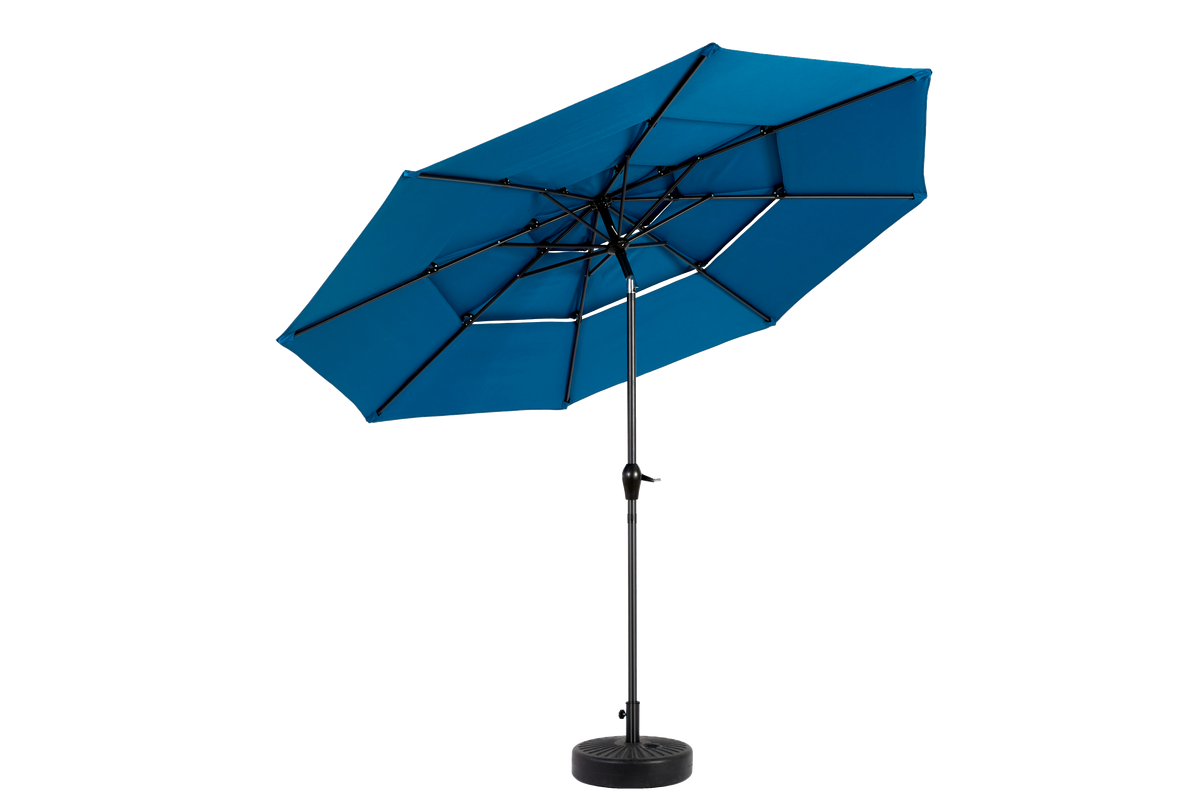 Outdoor Umbrella, 14.8 Ft Double Sided Rectangular Large with Crank, Blue