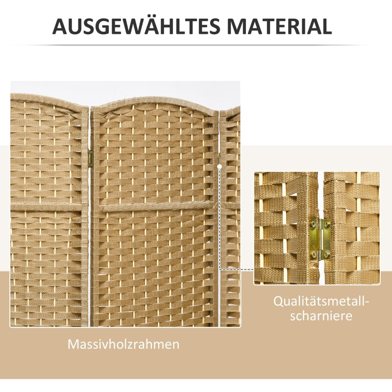 Room Divider, 4-Panel Foldable Privacy Screen, Natural