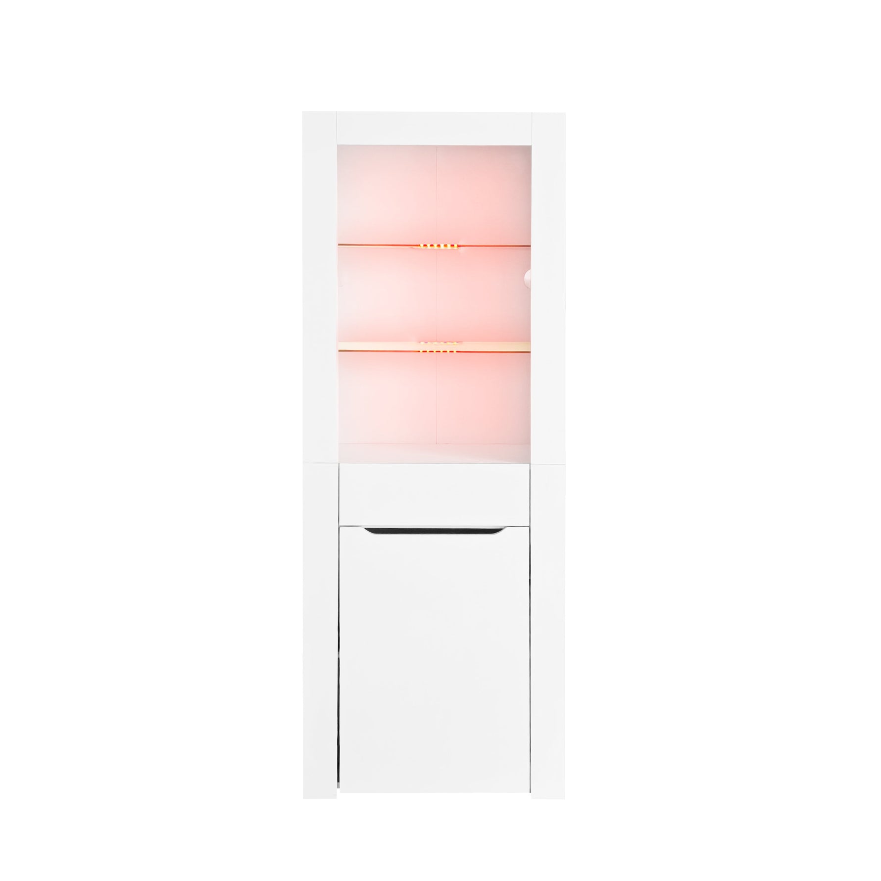 Display Cabinet with App LED Lights and Shelves, White