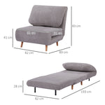 2-in-1 Sofa Bed Sleeper Chair Adjustable Folding Mattress Corduroy Light Grey
