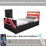 Children's Gaming Bed 90x200 with LED, Hydraulic Storage and TV Mount, PU Leather