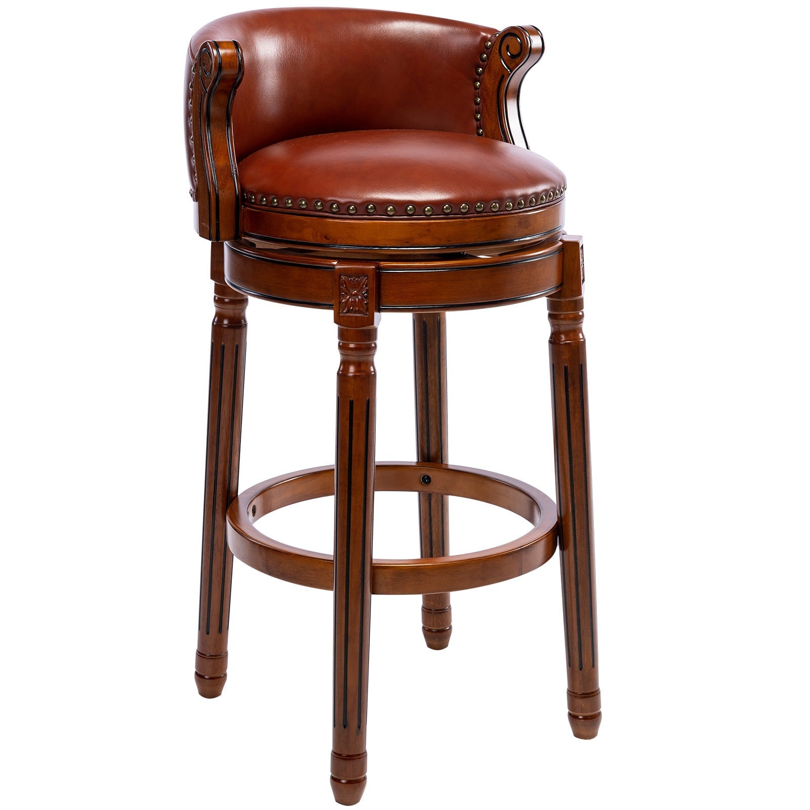 Bar Stools 360° Swivel With Backs Counter/Bar Height - Cow Leather, Wood