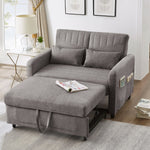 Two-Seater Sofa Bed with Adjustable Backrest and Pull-Out Design, Cotton-Linen Fabric