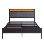 Bed Frame 140x200cm LED Headboard USB Charging - Metal Slats