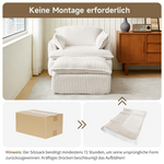 Cloud Sofa Armchair with Footstool, Compact Convertible Armchair for Small Spaces, Soft Corduroy Fabric