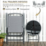 Folding Bistro Set, 3-Piece Table & 2 Chairs, Durable Steel & Mesh, Light Grey