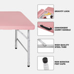 Portable Heavy Duty Folding Table 125cm with Handle, Adjustable Height, Multi-Functional for Camping Picnic Parties, 135kg Capacity, Pink
