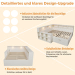 Wooden Double Bed 140x190cm with Storage & USB, White
