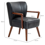 Lounge Chair, Armrests, Wooden Legs, Faux Leather