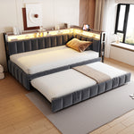 Upholstered Sofa Bed 90x200cm, Trundle & Storage, Dark Grey Velvet