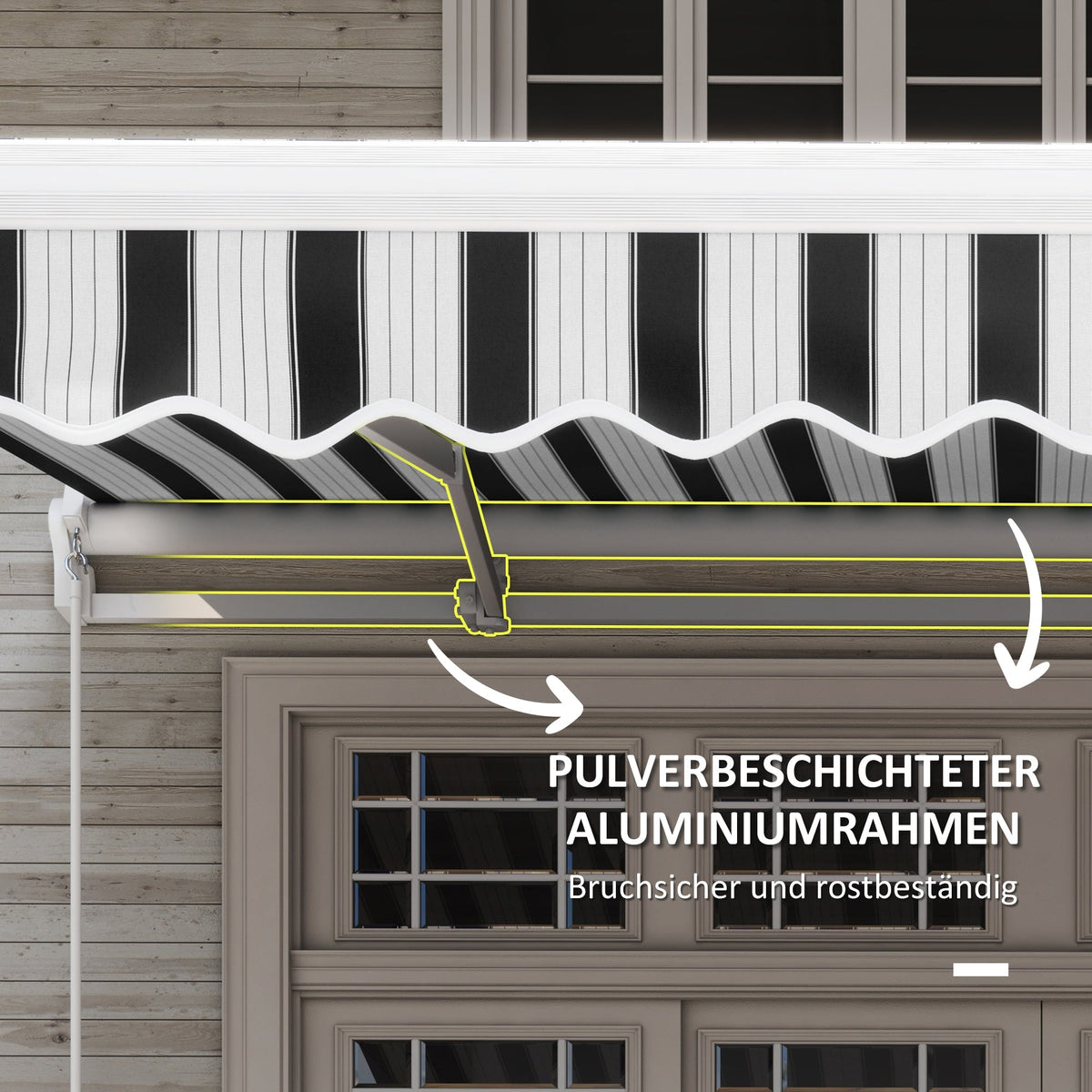 Balcony Awning UV-Resistant Hand Crank Aluminum Polyester, White+Blue