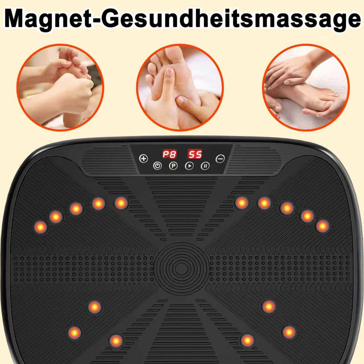 Vibration Plate Training Device, Whole Body Fitness Platform with Resistance Bands & Speed Control, Home Gym Equipment