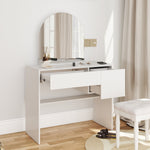 Dressing Table with Mirror, Drawers & Open Shelves - White