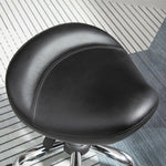 Rolling Stool Height Adjustable Work Stool, Rotatable Faux Leather Black