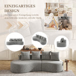 Linen Sofa with 4 Cushions, Cup Holder and Side Pocket, Light Grey