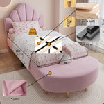 Upholstered Single Bed 90x200cm Velvet Headboard Matching Bench - Pink Velvet