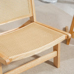 Armchair Rattan Back Recliner Reading Chair, Natural Wood