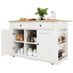 Kitchen Island Trolley Worktop Power Strip Wood Grain White