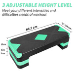 Aerobic Exercise Stepper Adjustable Height 3-Level 27" Platform - Green