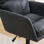 Office Chair with Height Adjustable Black Base, Black PU Faux Leather