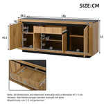 Sideboard 140x52cm 4 Doors 1 Drawer Handleless Storage Wood/Black