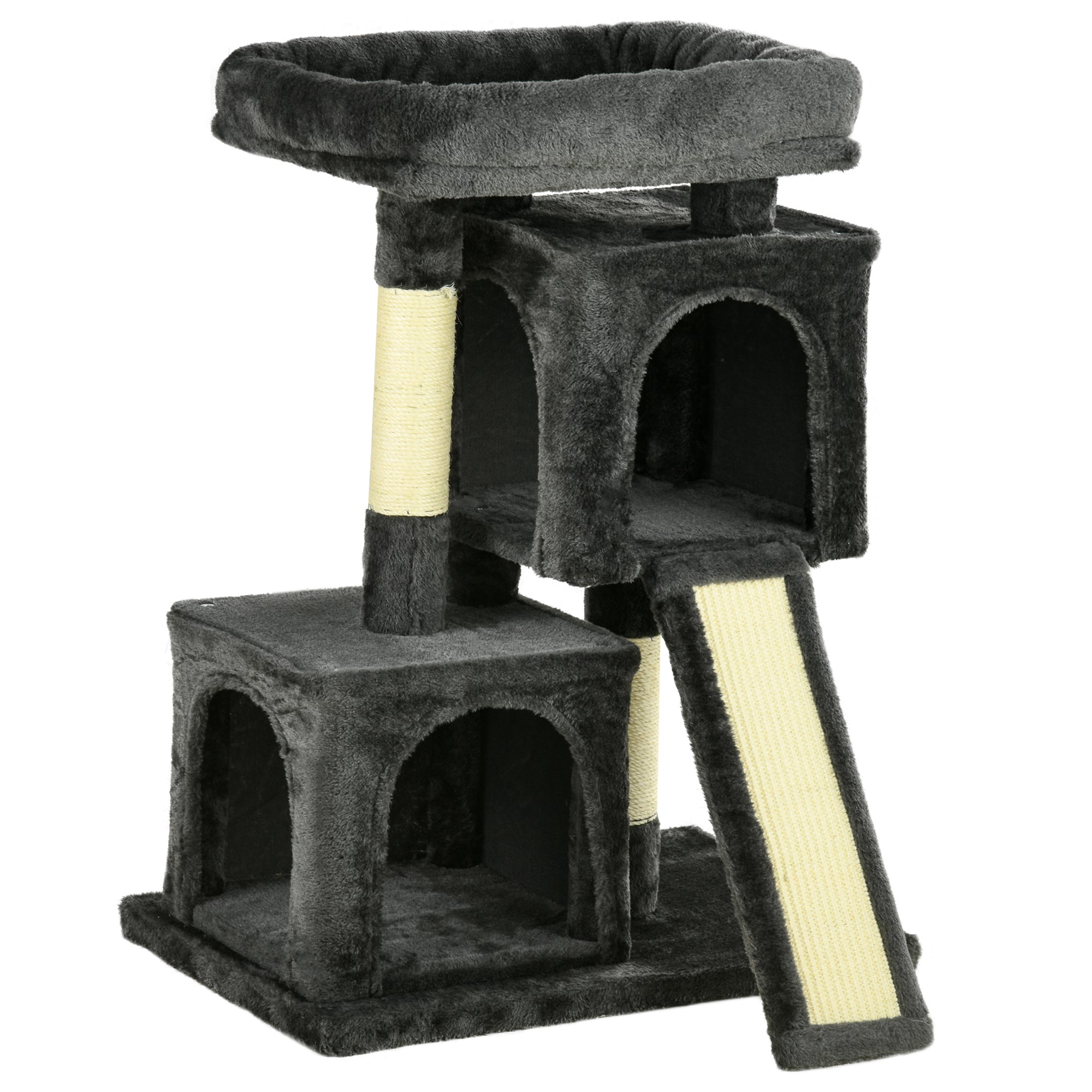 Sisal Cat Tree, Scratching Board Plush, Dark Grey