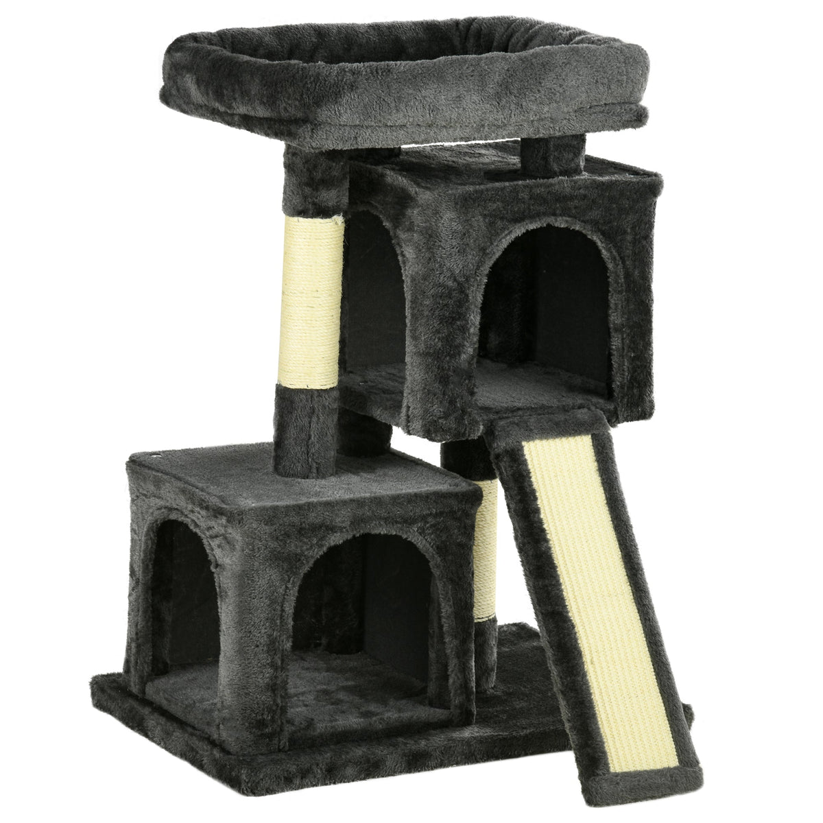 Sisal Cat Tree, Scratching Board Plush, Dark Grey