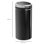 Sensor Trash Can 42L, Electric Automatic Waste Bin, Steel Black