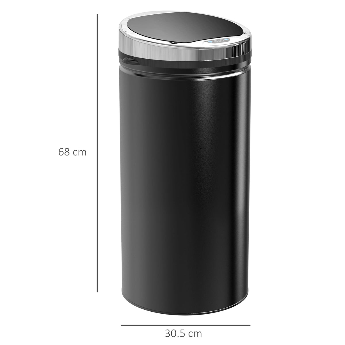 Sensor Trash Can 42L, Electric Automatic Waste Bin, Steel Black