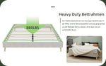 Modern Minimalist Bed Frame, Low-Profile 160x200 cm, Beige Dutch Velvet